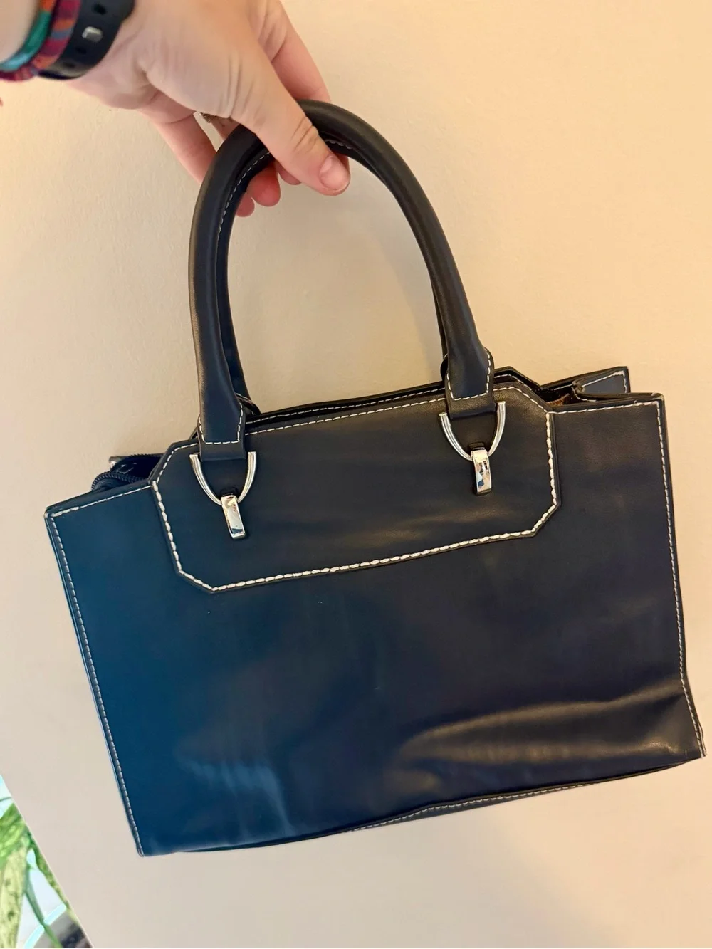 Vintage London Fog Navy Top-Handle Satchel Handbag